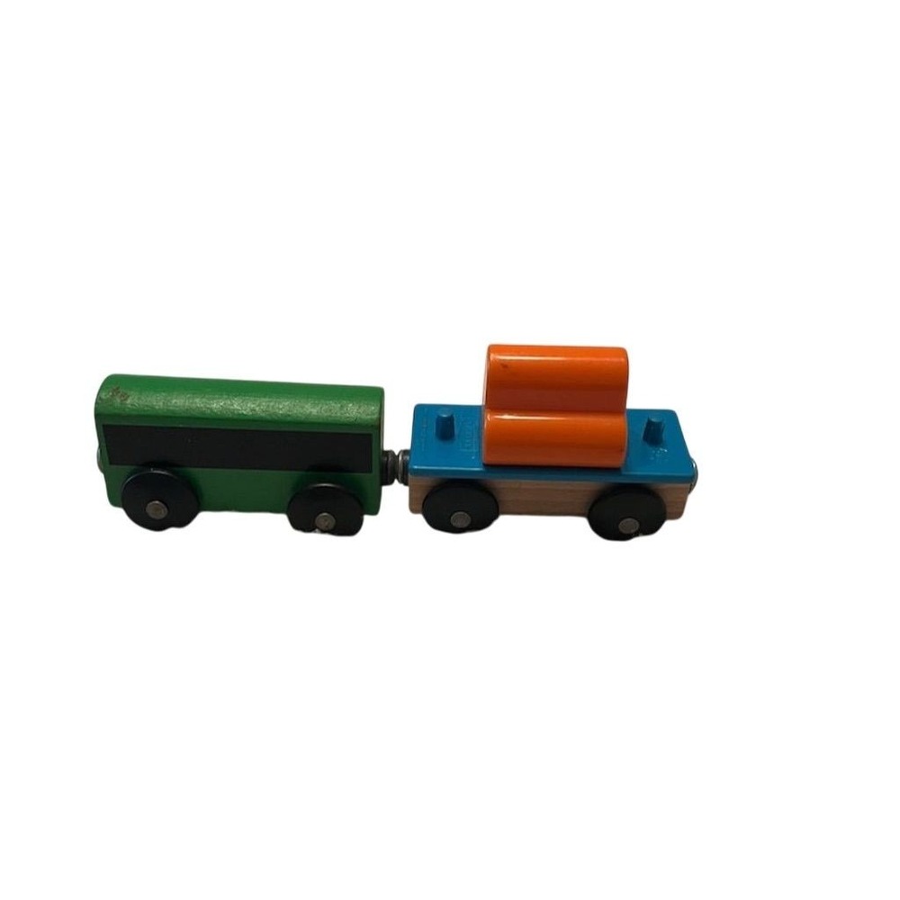 IKEA LILLABO Wooden Train Cars 2-Piece Set with Magnetic Connectors